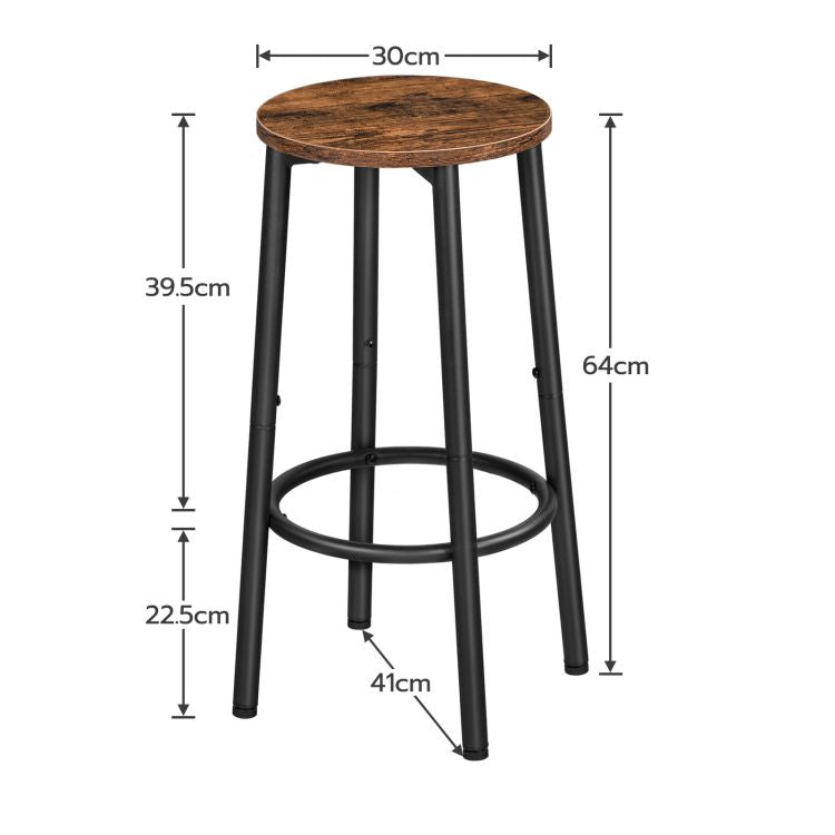 HOOBRO Bar Stools Set of 2 Bar Chairs Kitchen Round Height Stools with Footrest Breakfast Bar Stools Sturdy Steel Frame for Dining Room Kitchen