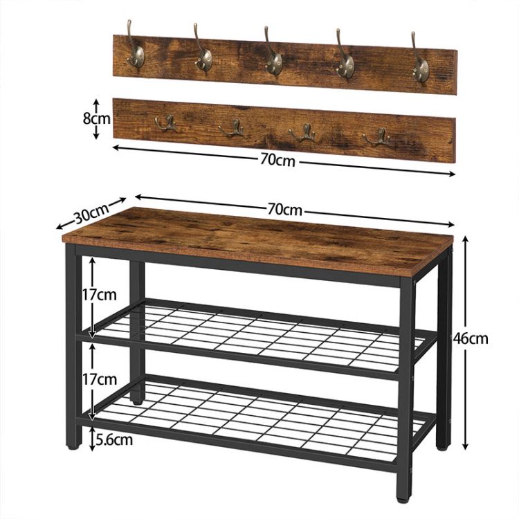 HOOBRO Coat Rack Shoe Bench Set, Entryway Shoe Rack Bench with Coat Hooks, Hall Tree Coat Rack, Mud Room Bench, Hat Bag Hanging Organizer, Industrial, for Foyer, Front Door