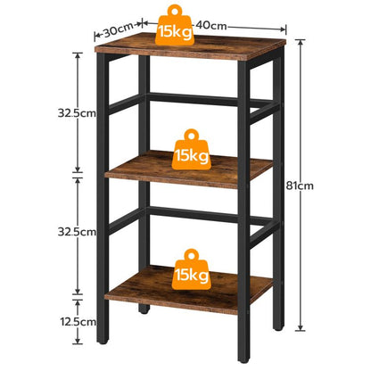 HOOBRO Tall Side Table, Record Player Stand, Record Storage Unit, Telephone Table, Plant Stand, 3-Layer Bookshelf, Industrial, for Living Room, Bedroom, Home Office, Kitchen