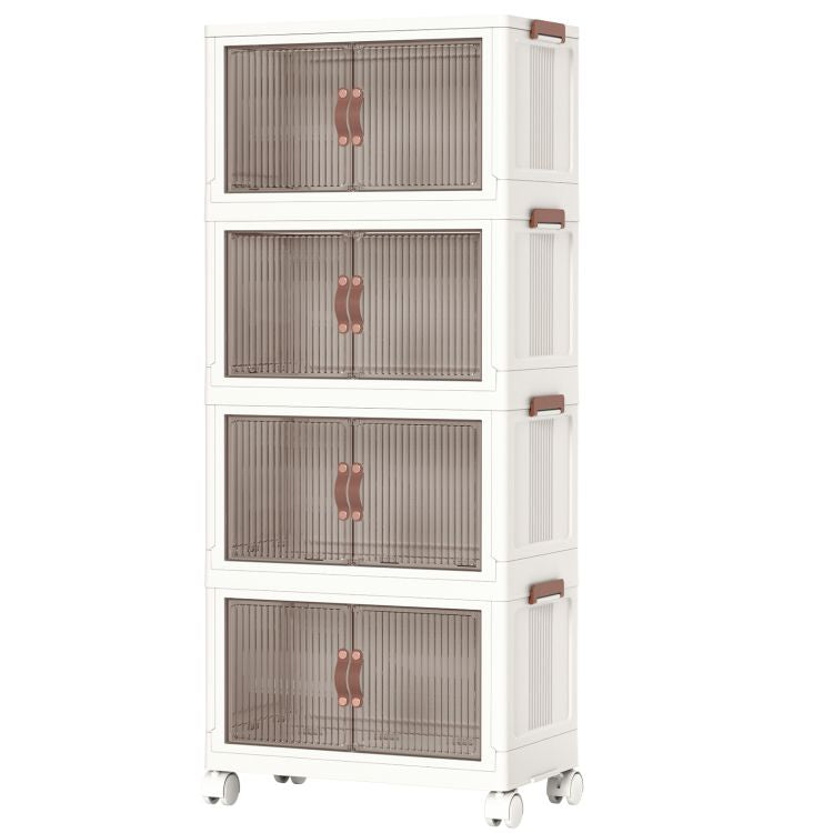 HOOBRO Wardrobe Storage Organiser, Stackable Storage Boxes with Doors ...